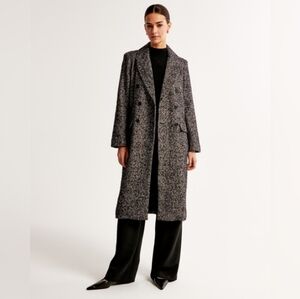 Abercrombie & Fitch Gray Tweed Wool Blend Double-Breasted Pea Coat